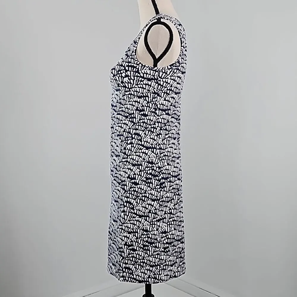 Persifor Abstract Palm Print Navy White Tank‎ Bodycon Mini Dress Women's Small